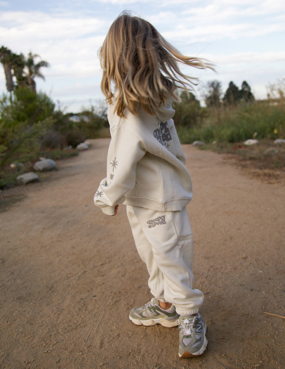 Deeply Loved Kids Cotton Sweatpants - Cream and Grey Playwear