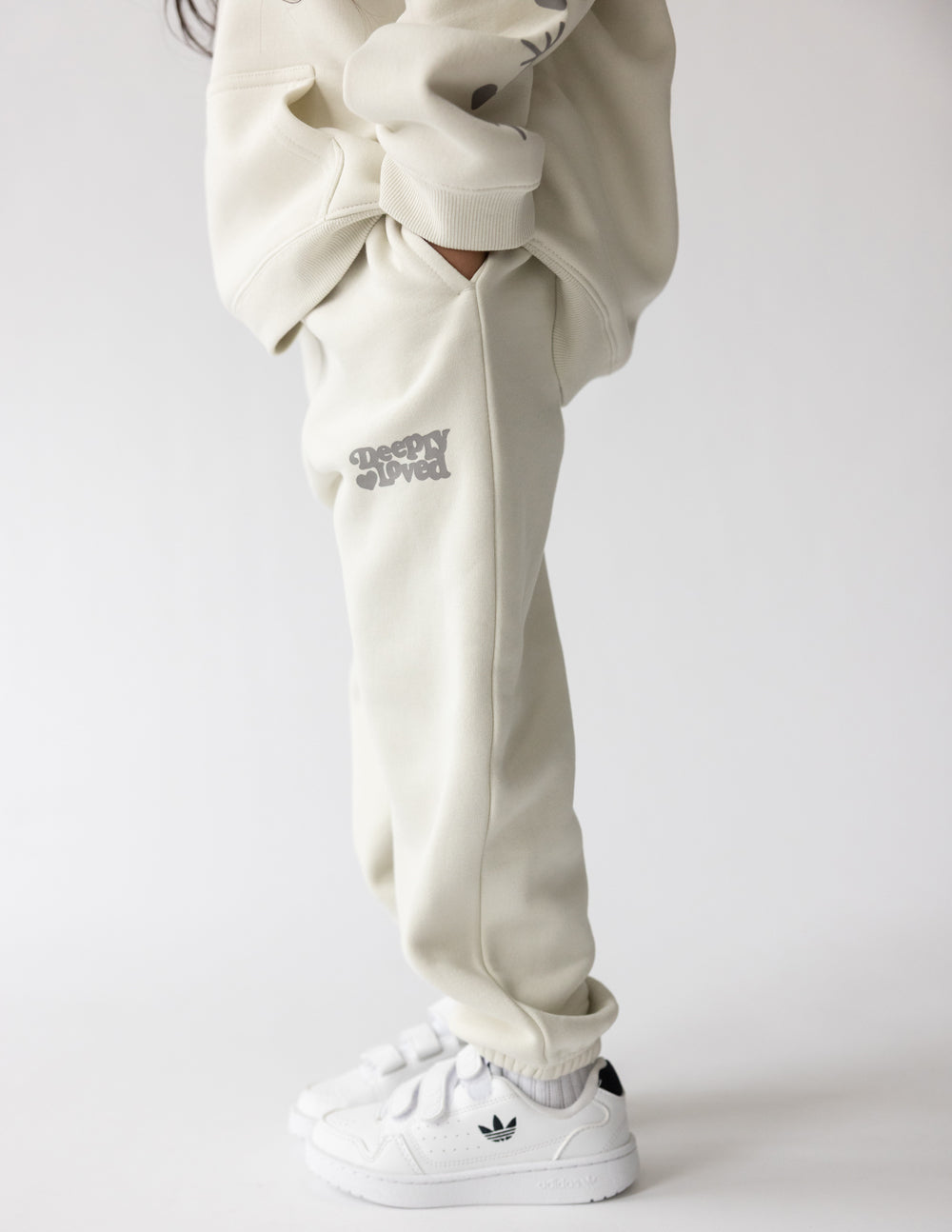 Deeply Loved Kids Cotton Sweatpants - Cream and Grey Playwear
