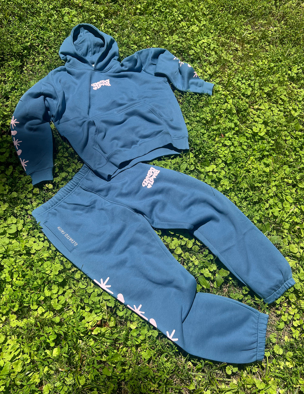Deeply Loved Unisex Knit Sweatpants - Blue and Pink Athleisure