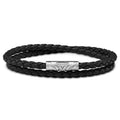 The Delta Double leather bracelet in black with silver magnetic clasp