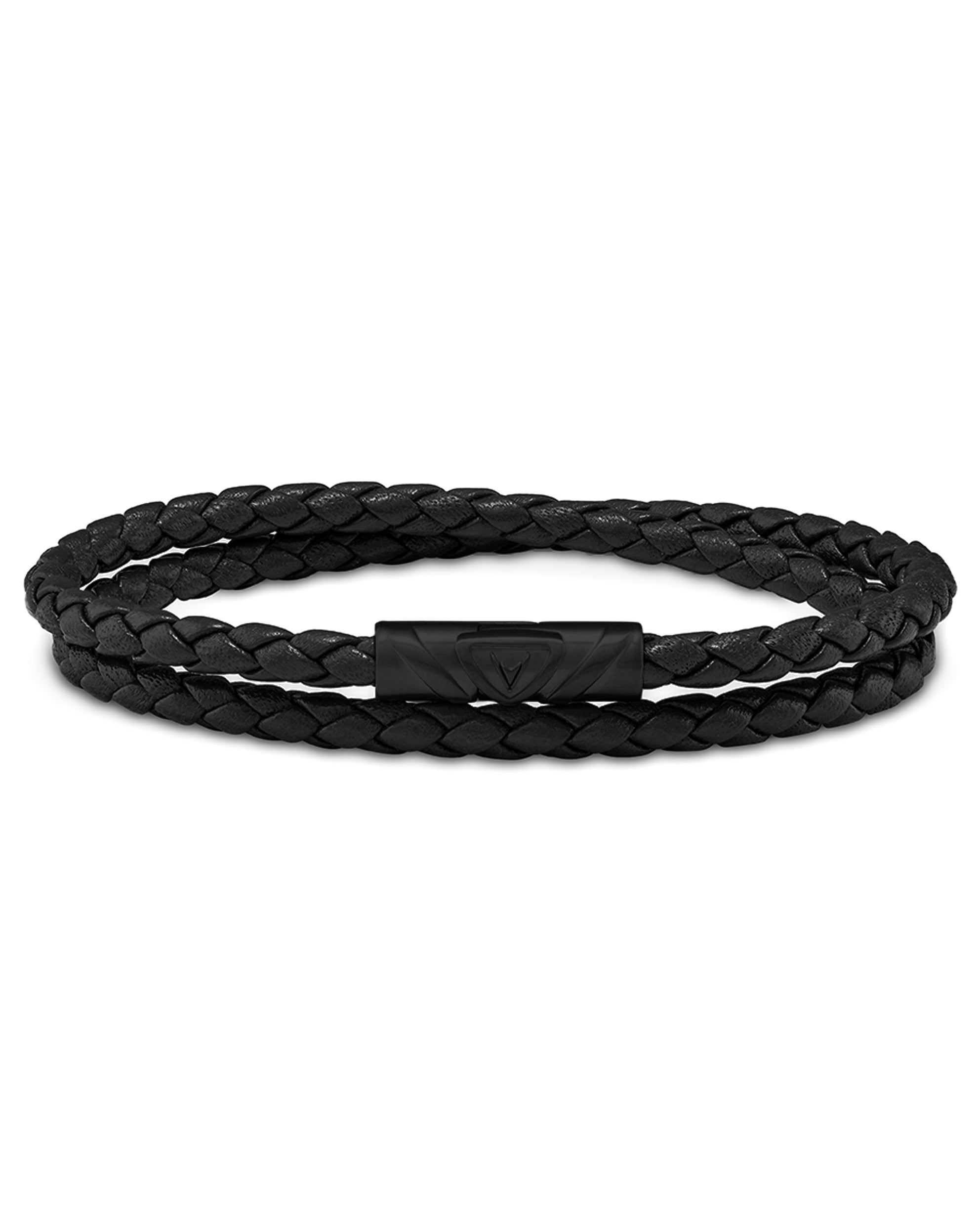 The Delta Double Matte Black Italian Leather Bracelet