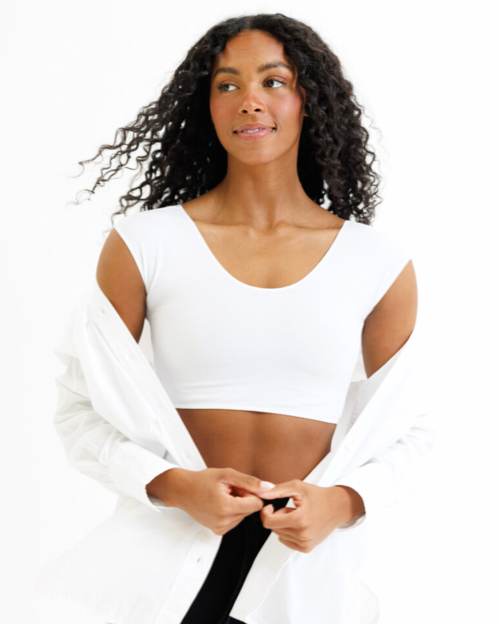 Demi Crop Tee Fitted Scoop Neck Cap Sleeve T-Shirt - Image 3