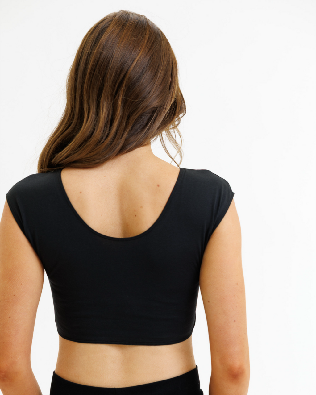 Demi Crop Tee Fitted Scoop Neck Cap Sleeve T-Shirt - Image 8