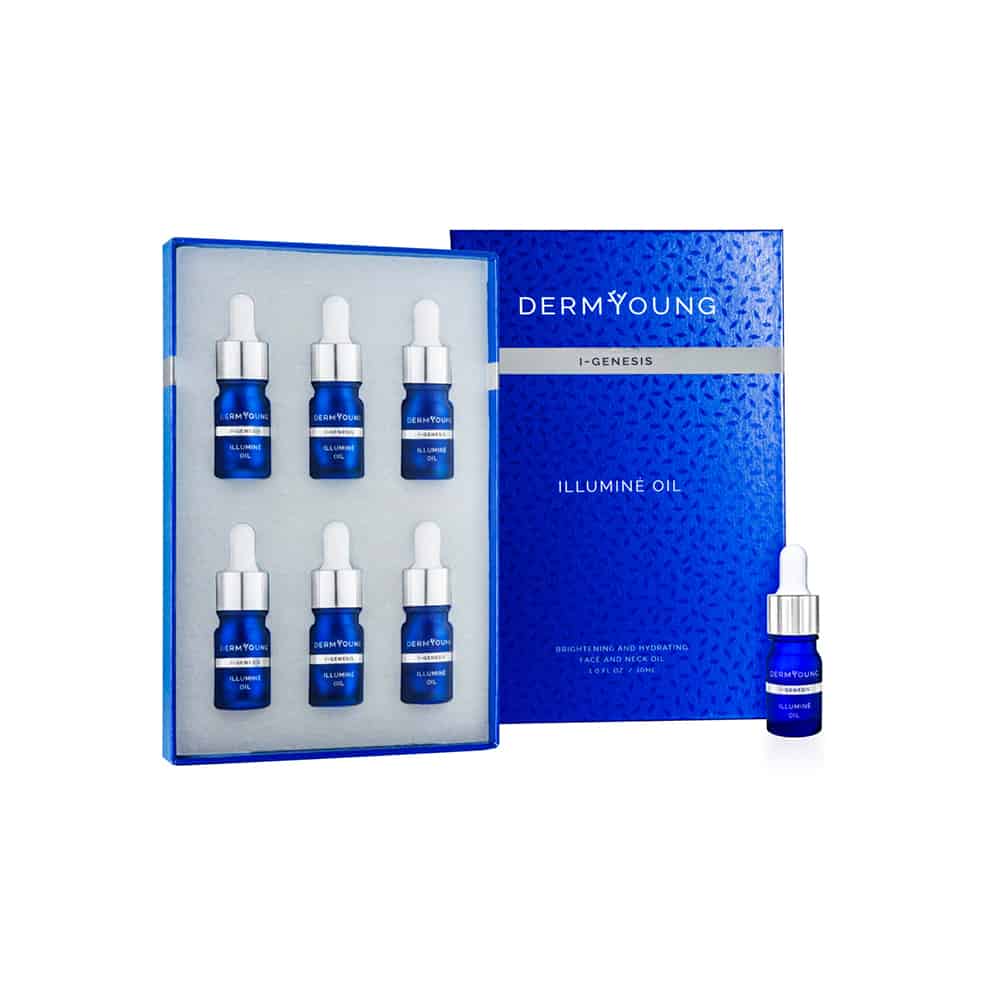 I-GENESIS Illumine Anti-Aging Facial and Neck Oil bottle on a clean background