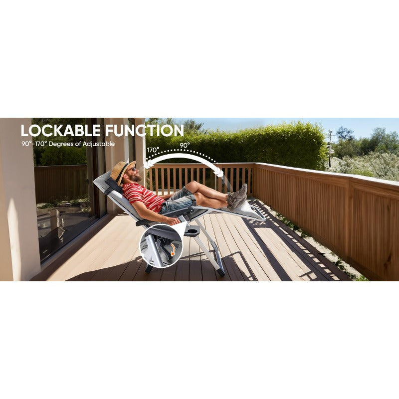 Zero Gravity Recliner Chair Foldable Patio Lounge with Cup Holder
