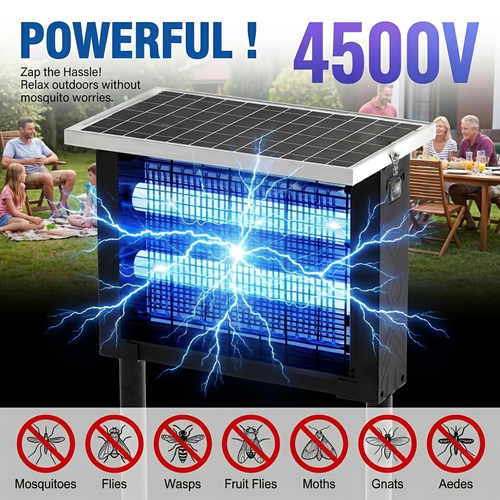 Solar Powered Outdoor Bug Zapper 4500V Electric Insect Killer