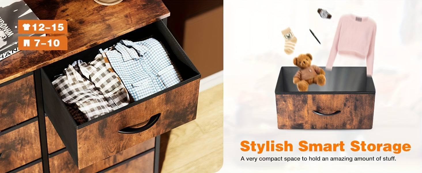8-Drawer Fabric Dresser Organizer Chest for Bedroom and Hallway