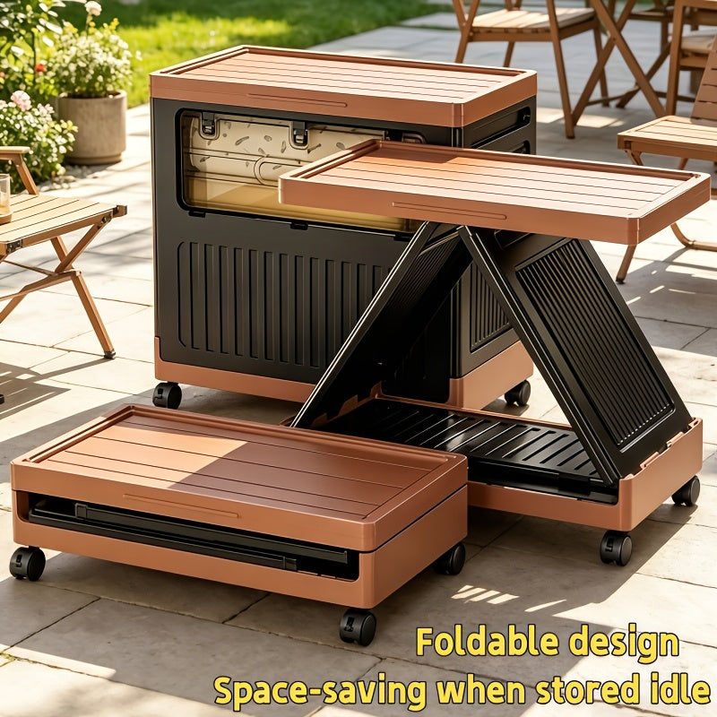Foldable Stackable Storage Bin with Wheels and Front Access Doors