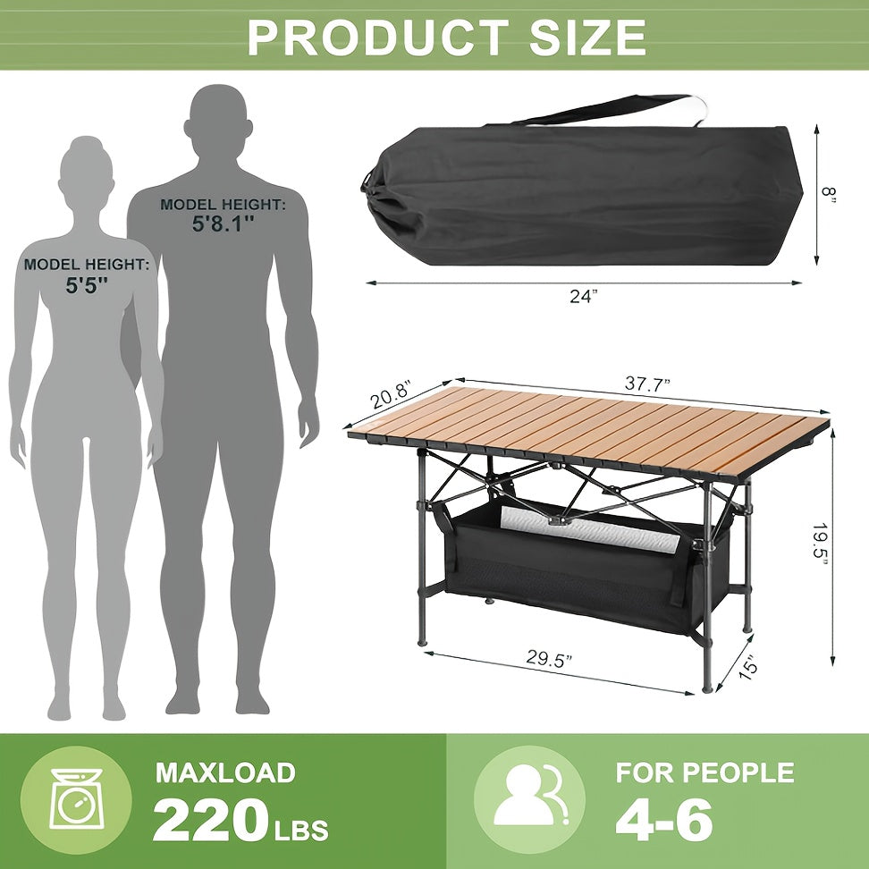 Portable Folding Camping Table, Adjustable Height Picnic Table