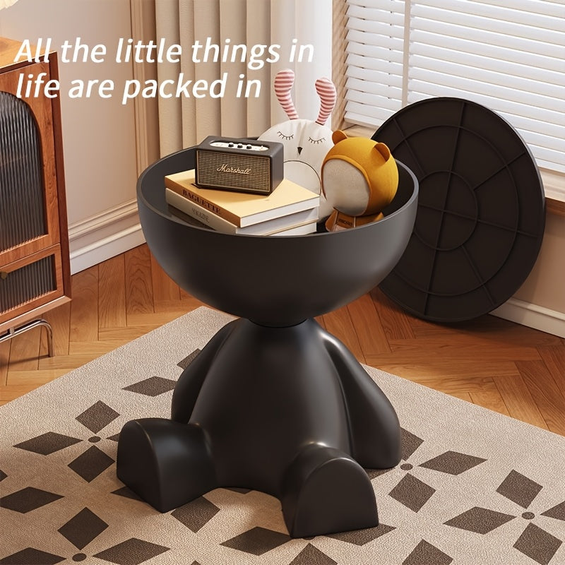 Modern Bear Side Table with Storage, Whimsical Animal Nightstand