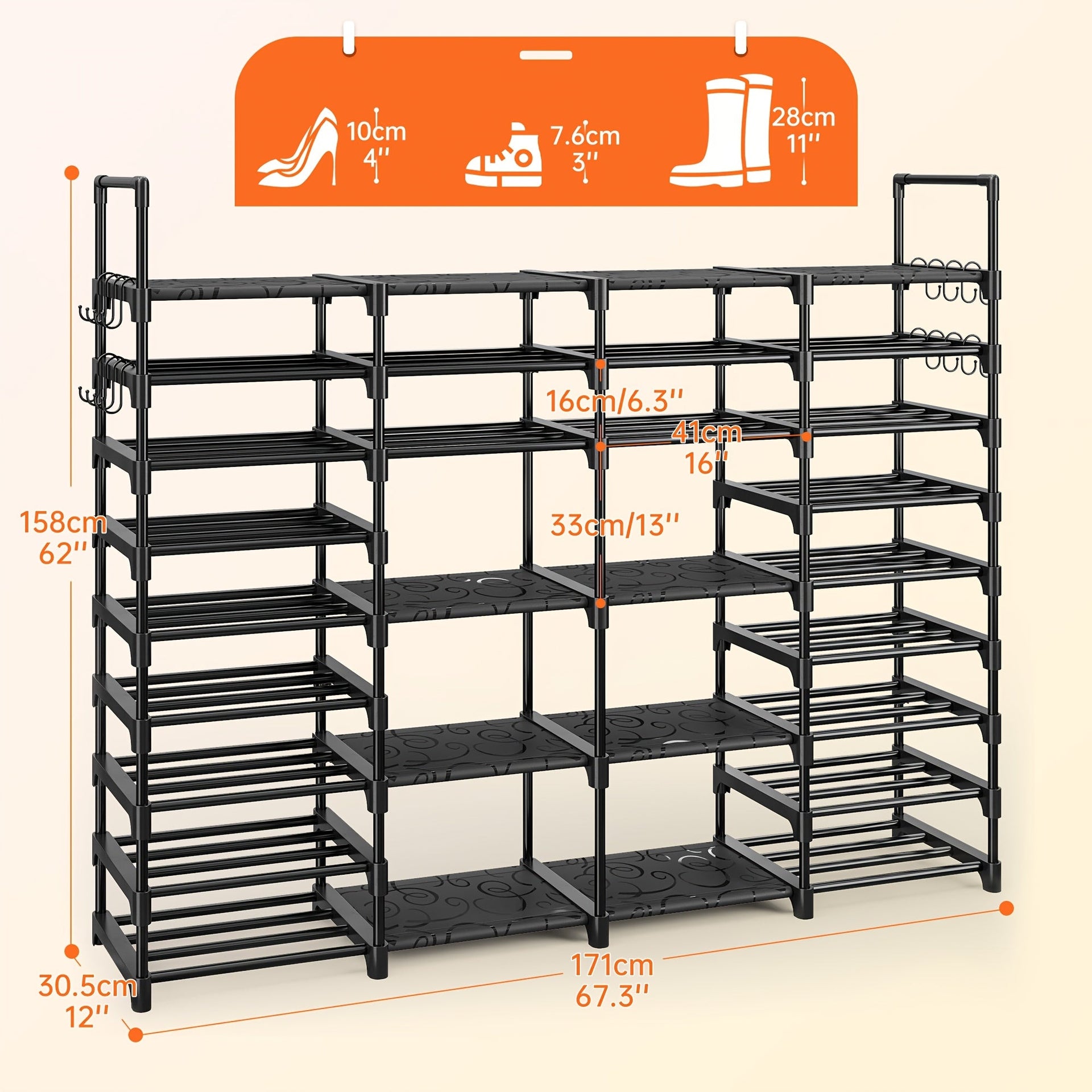 Stackable Shoe Rack and Bookshelf Freestanding Storage Organizer