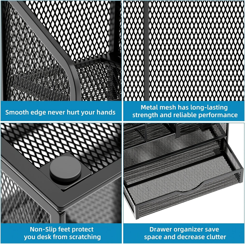Multi-Layer Iron Mesh Desk Organizer for Office and Stationery