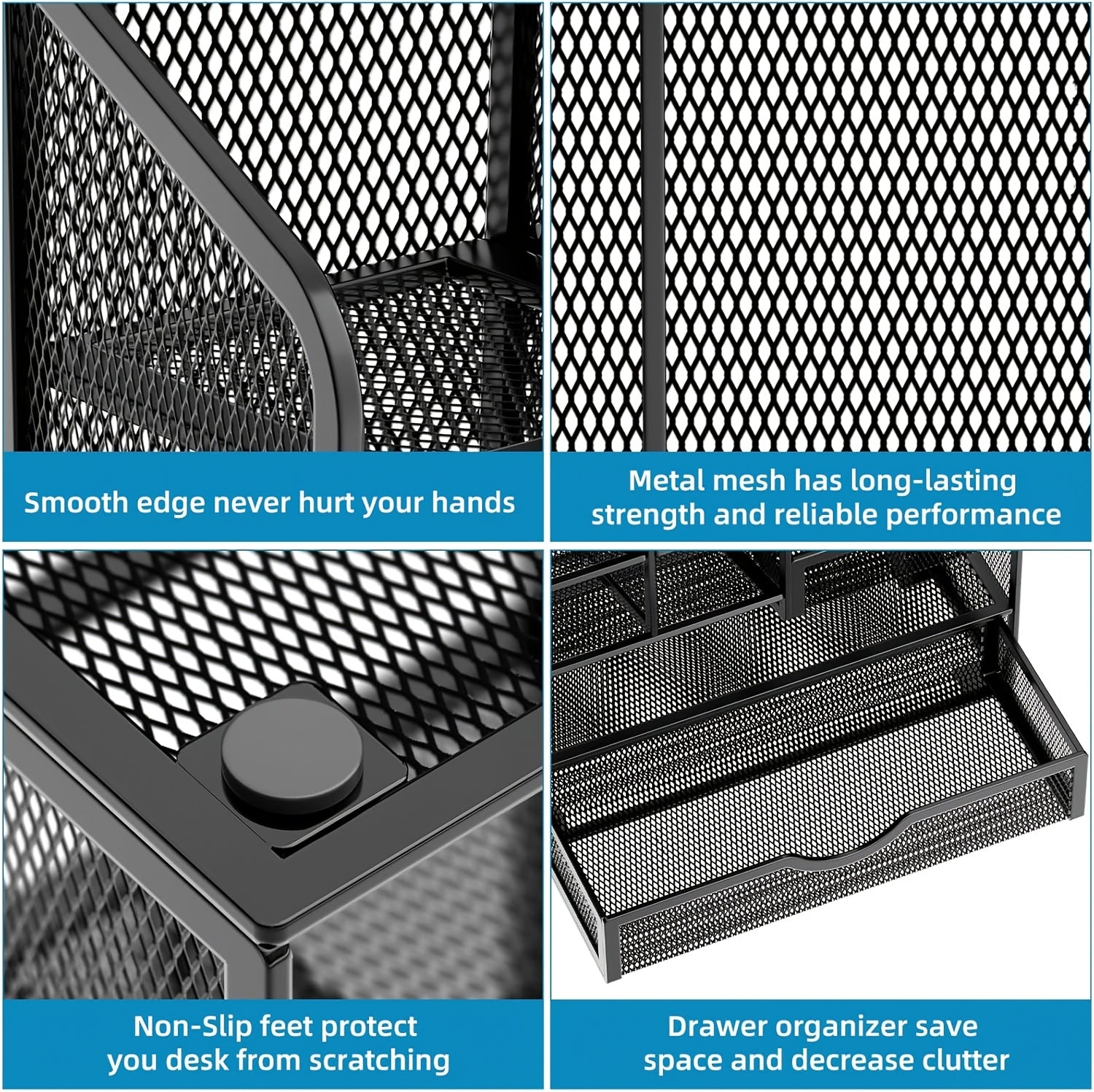 Multi-Layer Iron Mesh Desk Organizer for Office and Stationery