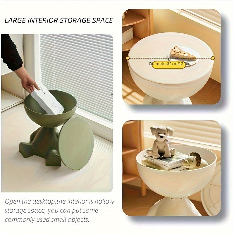 Modern Bear Side Table with Storage, Whimsical Animal Nightstand