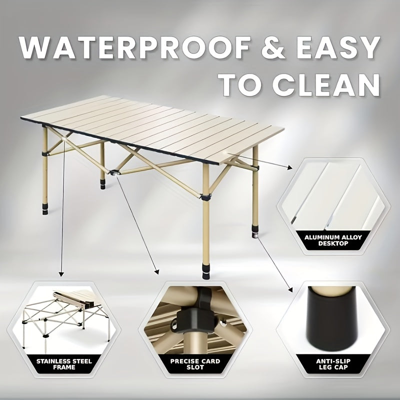 Portable Folding Camping Table, Adjustable Height Picnic Table