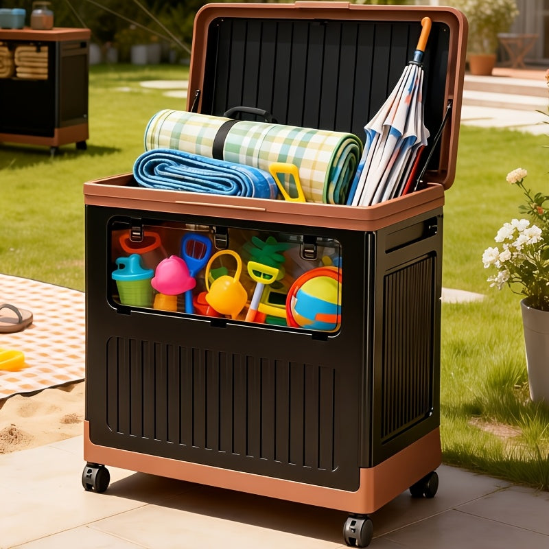Foldable Stackable Storage Bin with Wheels and Front Access Doors