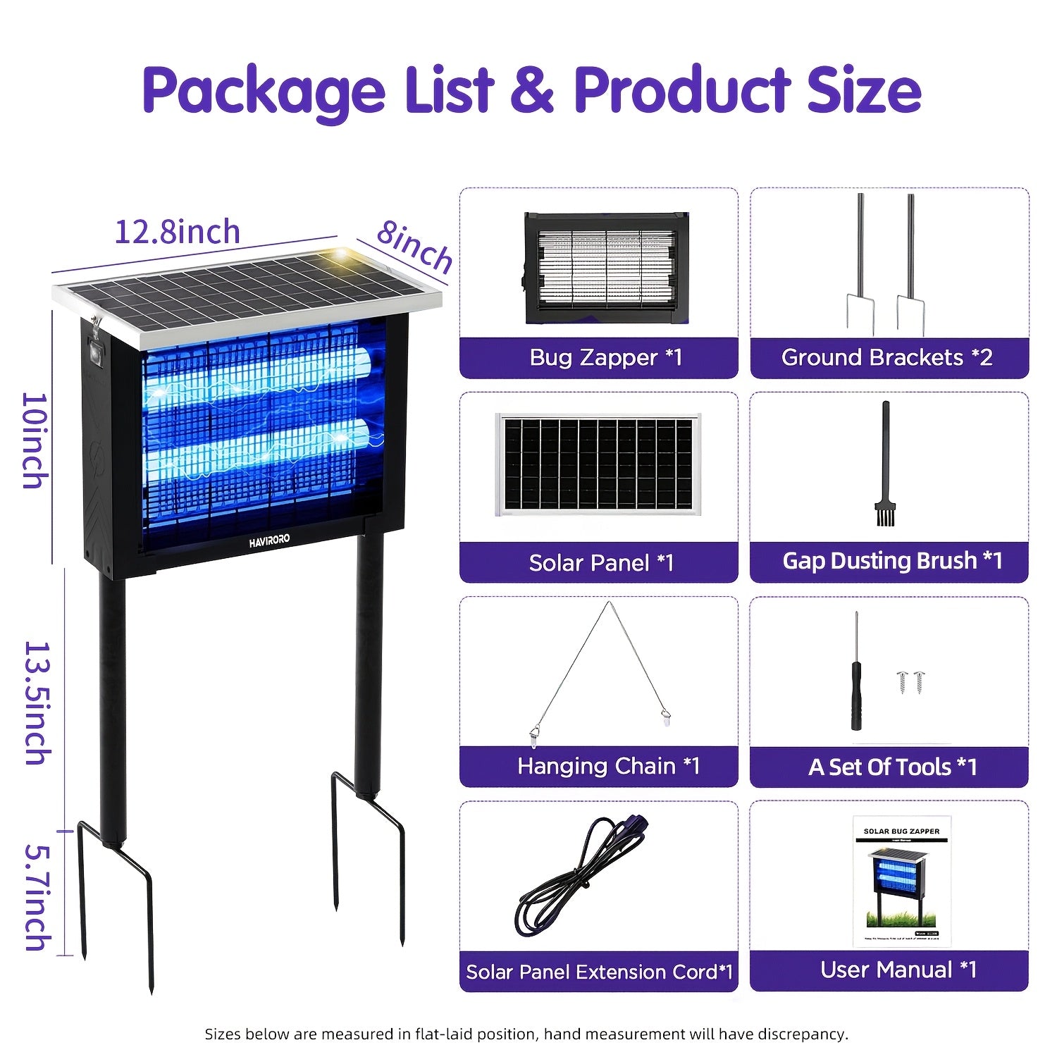 Solar Powered Outdoor Bug Zapper 4500V Electric Insect Killer