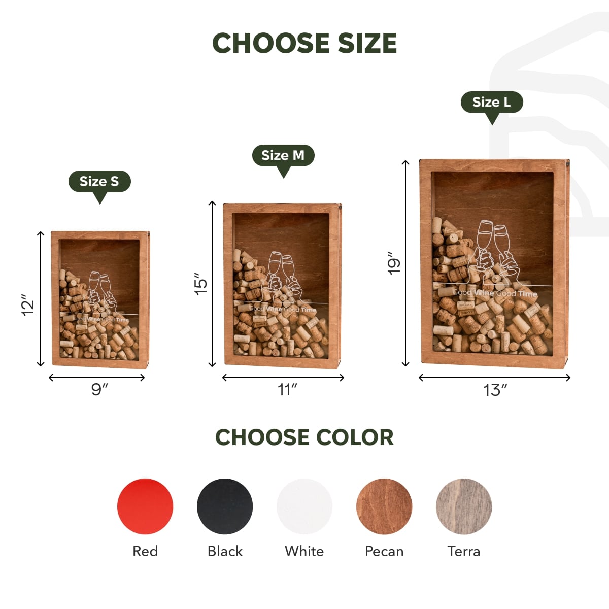 Wine Cork Keepsake Shadow Box - Good Wine Good Time Display Case