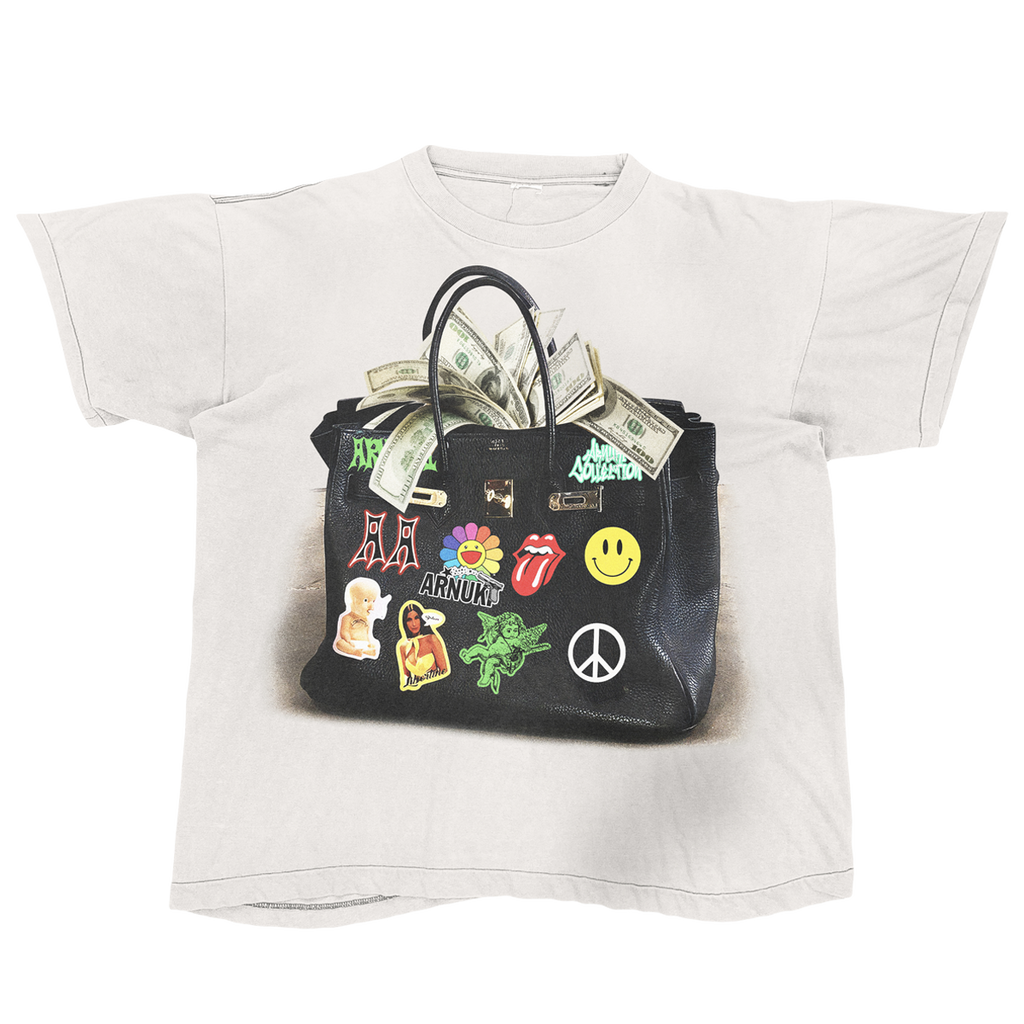 Designer Bag Graphic Print Streetwear T-Shirt in Heavyweight Cotton