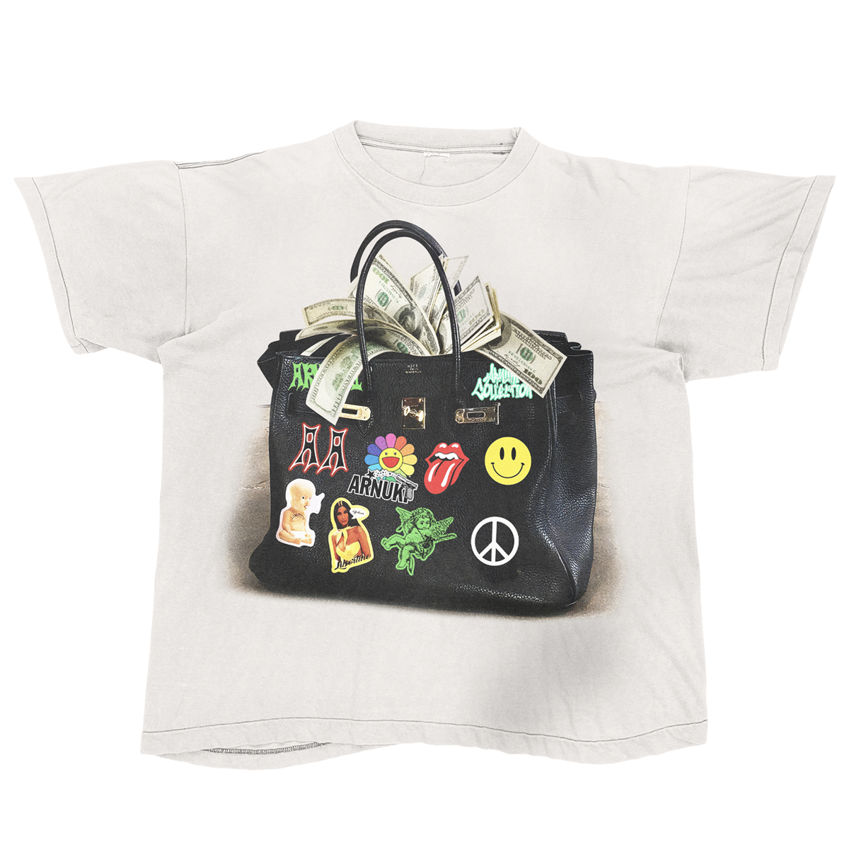 Designer Bag Graphic Print Streetwear T-Shirt in Heavyweight Cotton