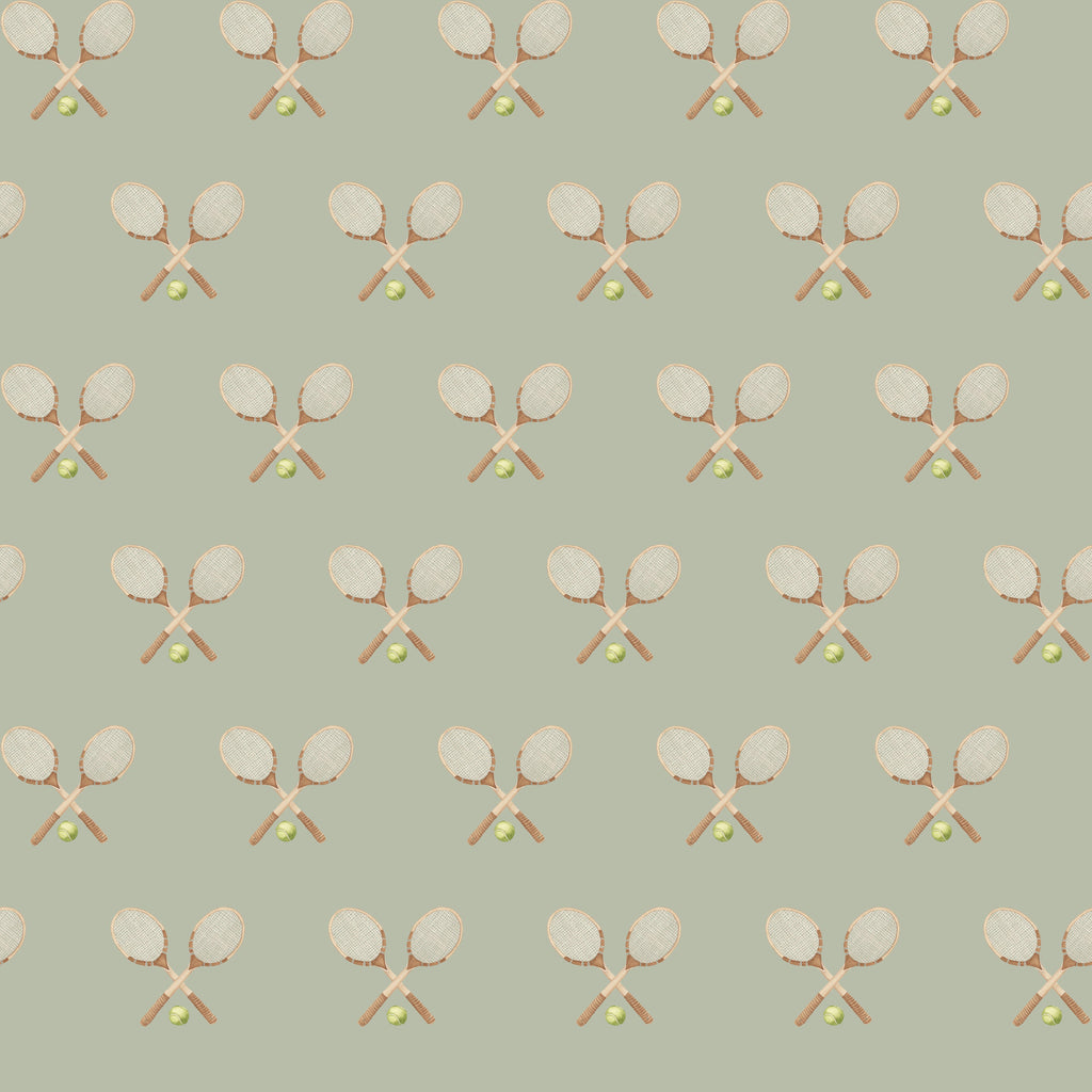 Deuce Wallpaper: Preppy Vintage-Inspired Sage, Pink & Beige Decor