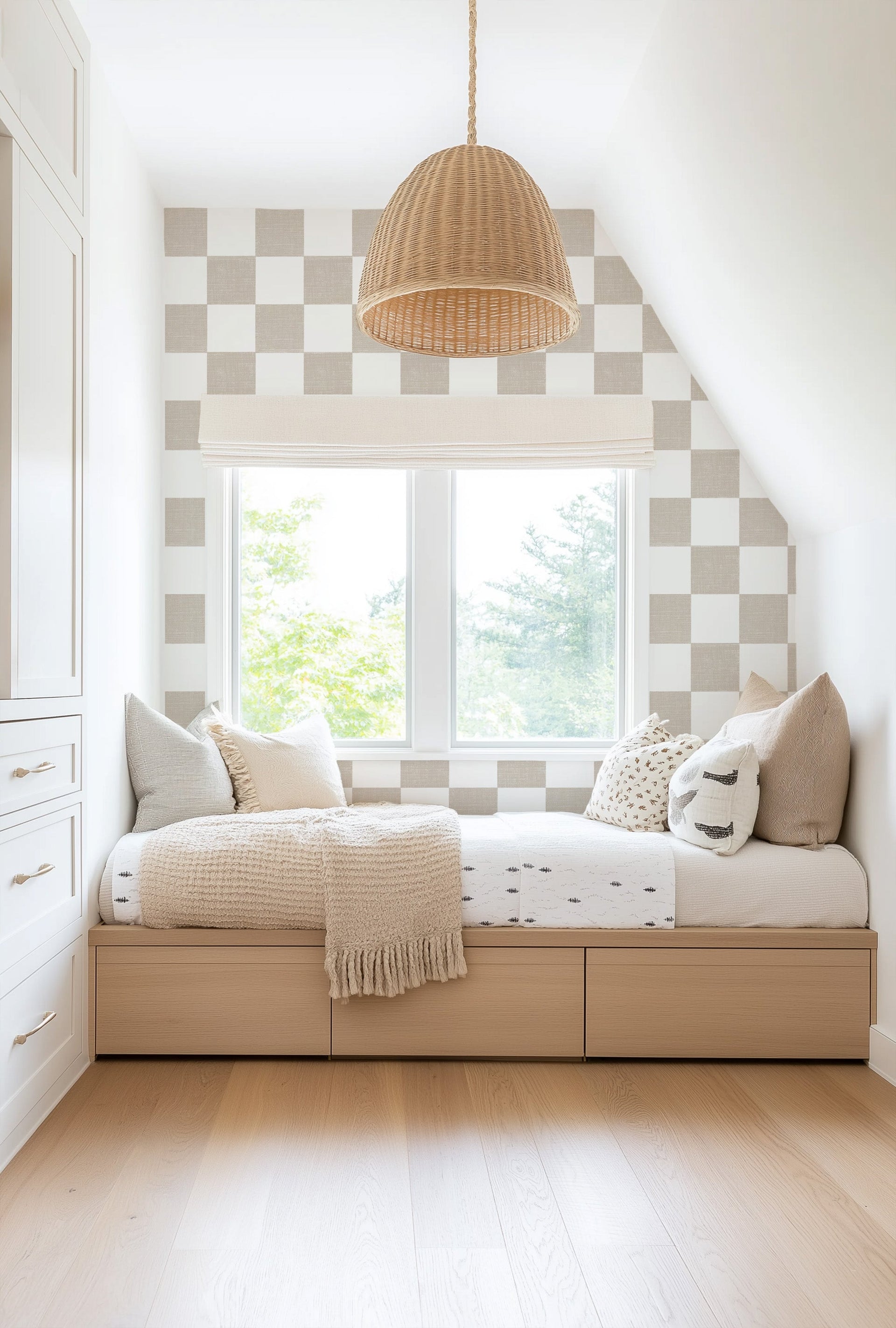 Devin Geometric Removable Wallpaper in Light Blue and Beige