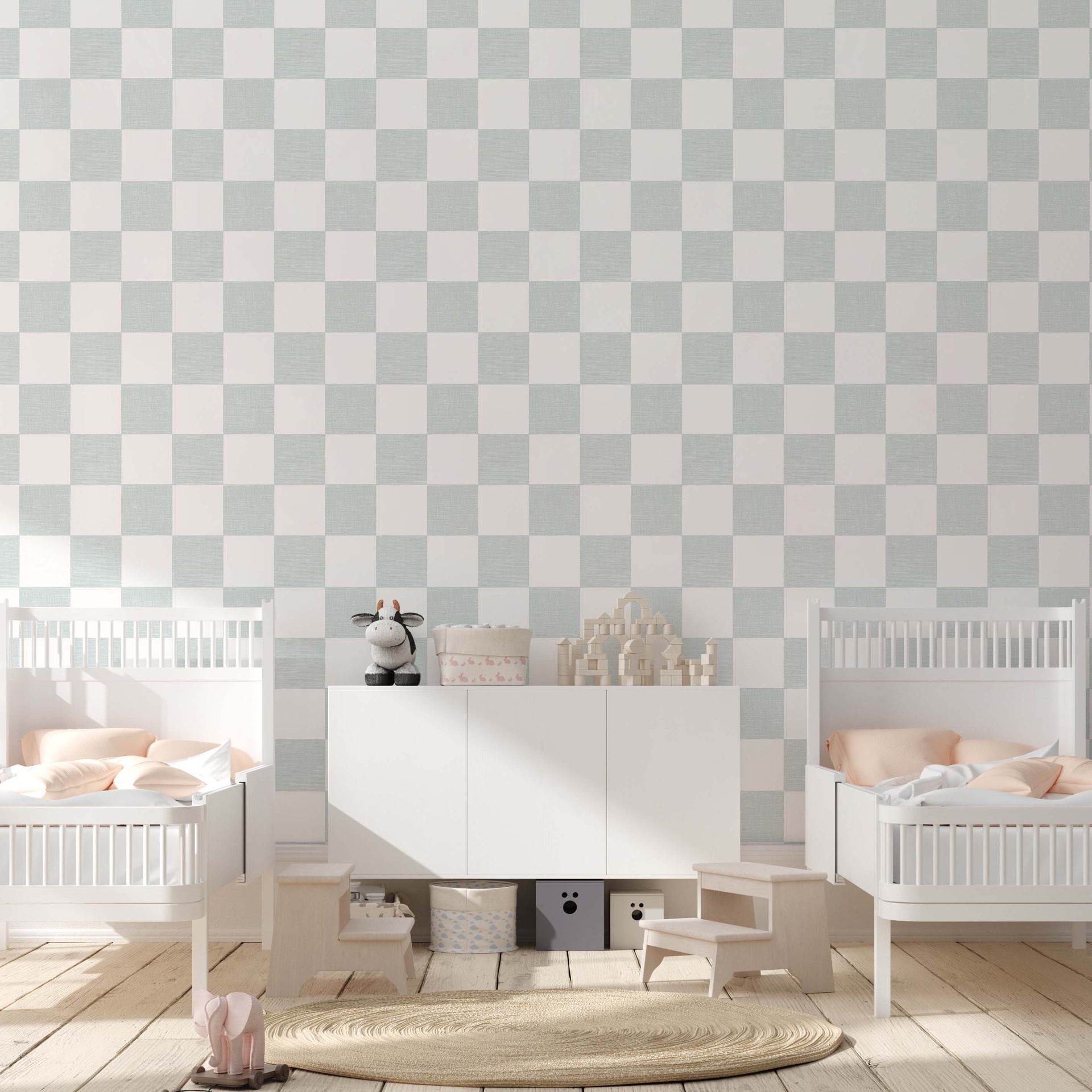 Devin Geometric Removable Wallpaper in Light Blue and Beige