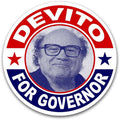 DeVito for Governor flexible magnet measuring 3 by 3 inches, suitable for cars and refrigerators.