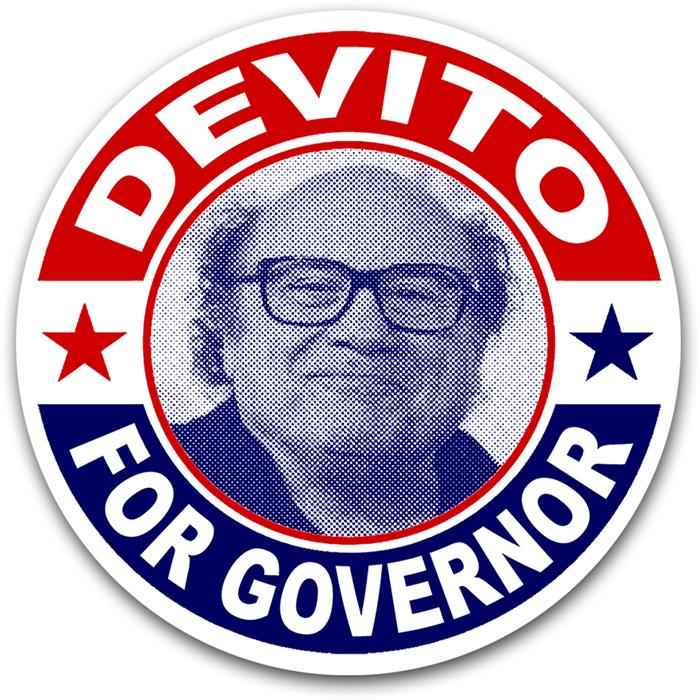 DeVito for Governor flexible magnet measuring 3 by 3 inches, suitable for cars and refrigerators.