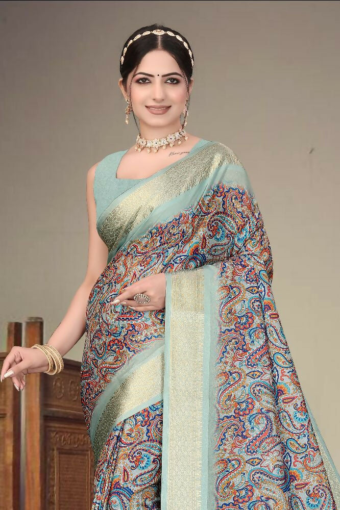 Multi Heavy Rich Cotton Silk Digital Print and Jacquard Saree