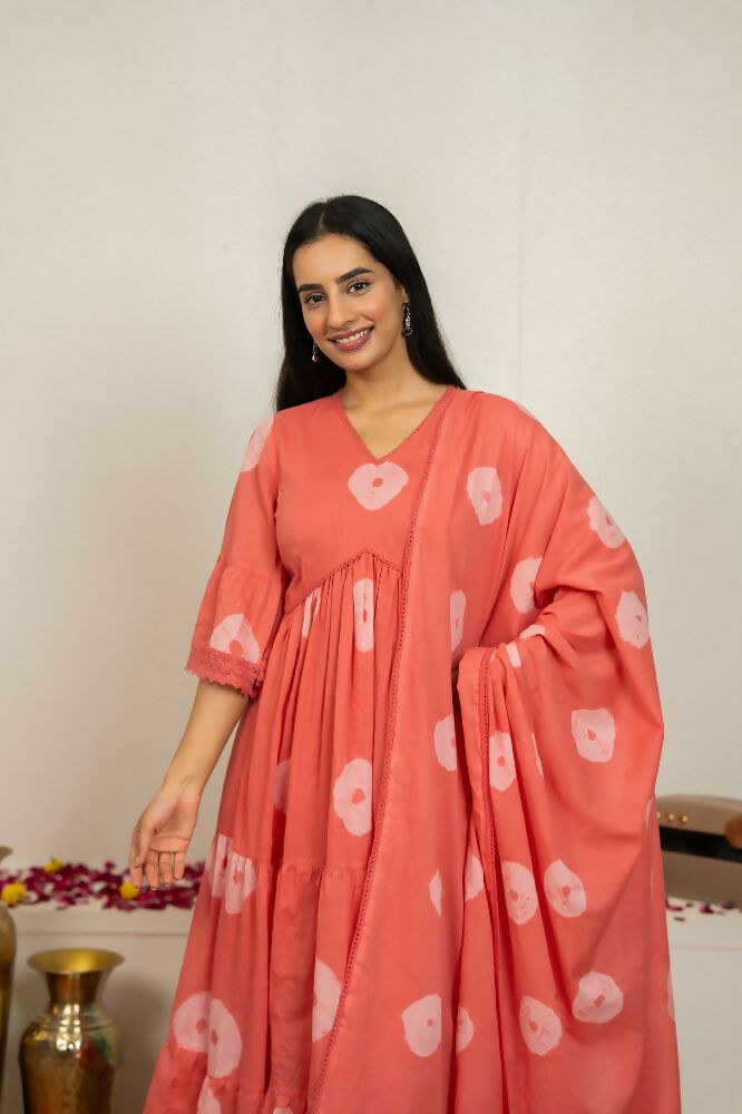 Pink Tie & Dye Cotton Suit Set for Women - Comfortable Ethnic Wear