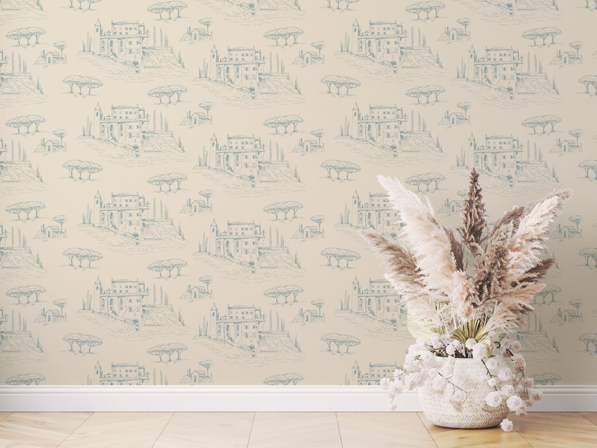 Diana Removable Wallpaper in Pink, Cream and Blue