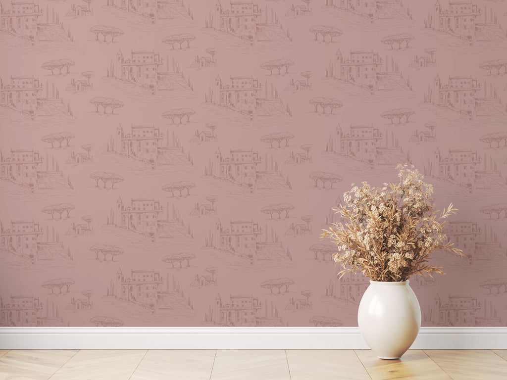 Diana Removable Wallpaper in Pink, Cream and Blue