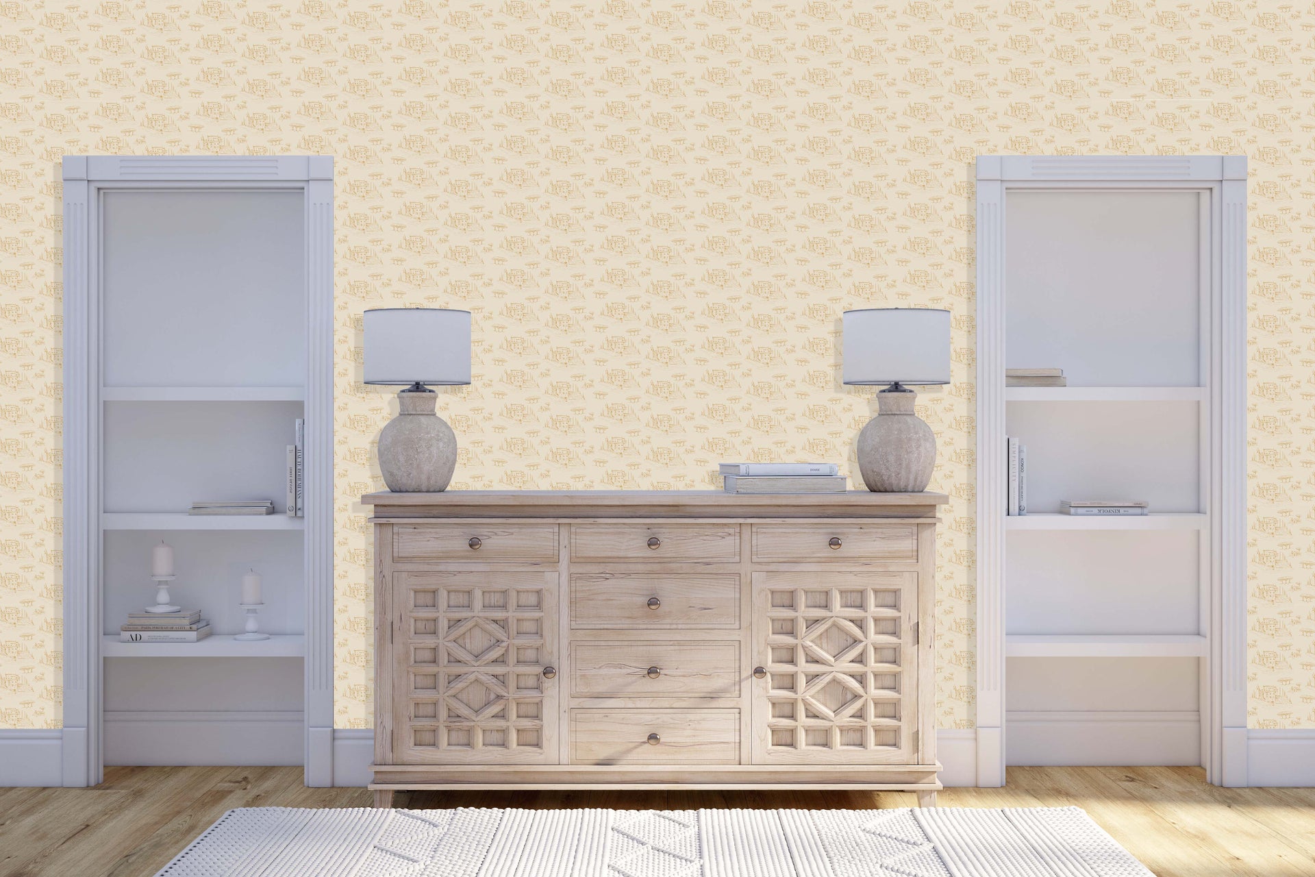 Diana Removable Wallpaper in Pink, Cream and Blue