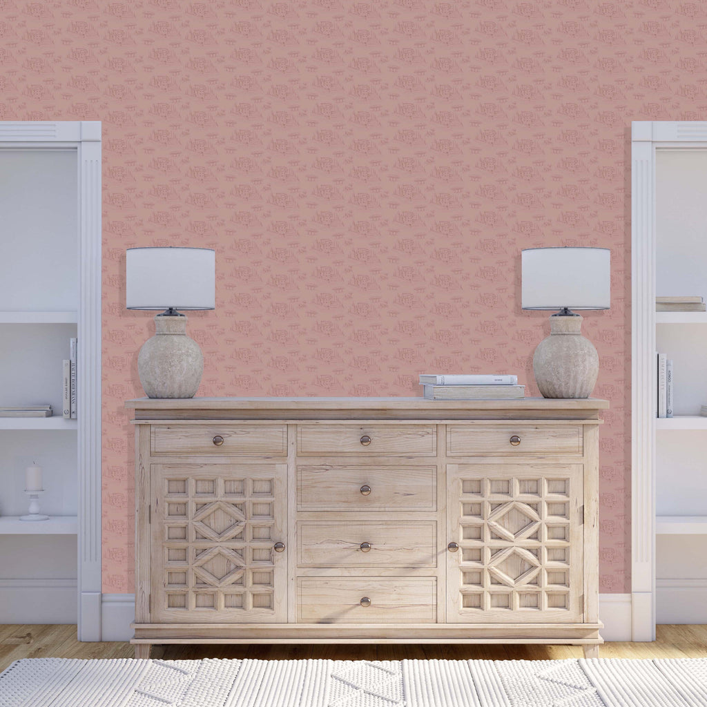 Diana Removable Wallpaper in Pink, Cream and Blue