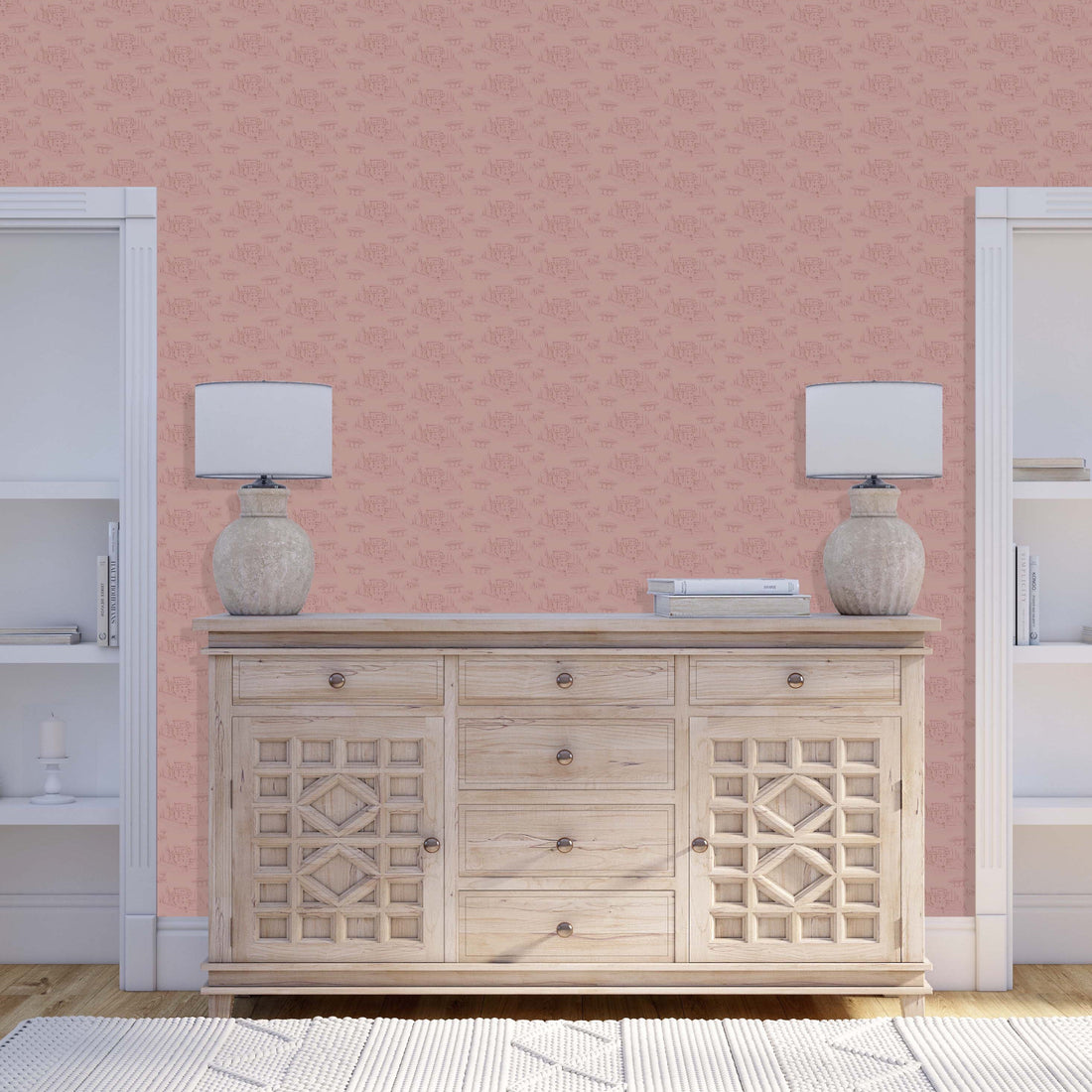 Diana Removable Wallpaper in Pink, Cream and Blue