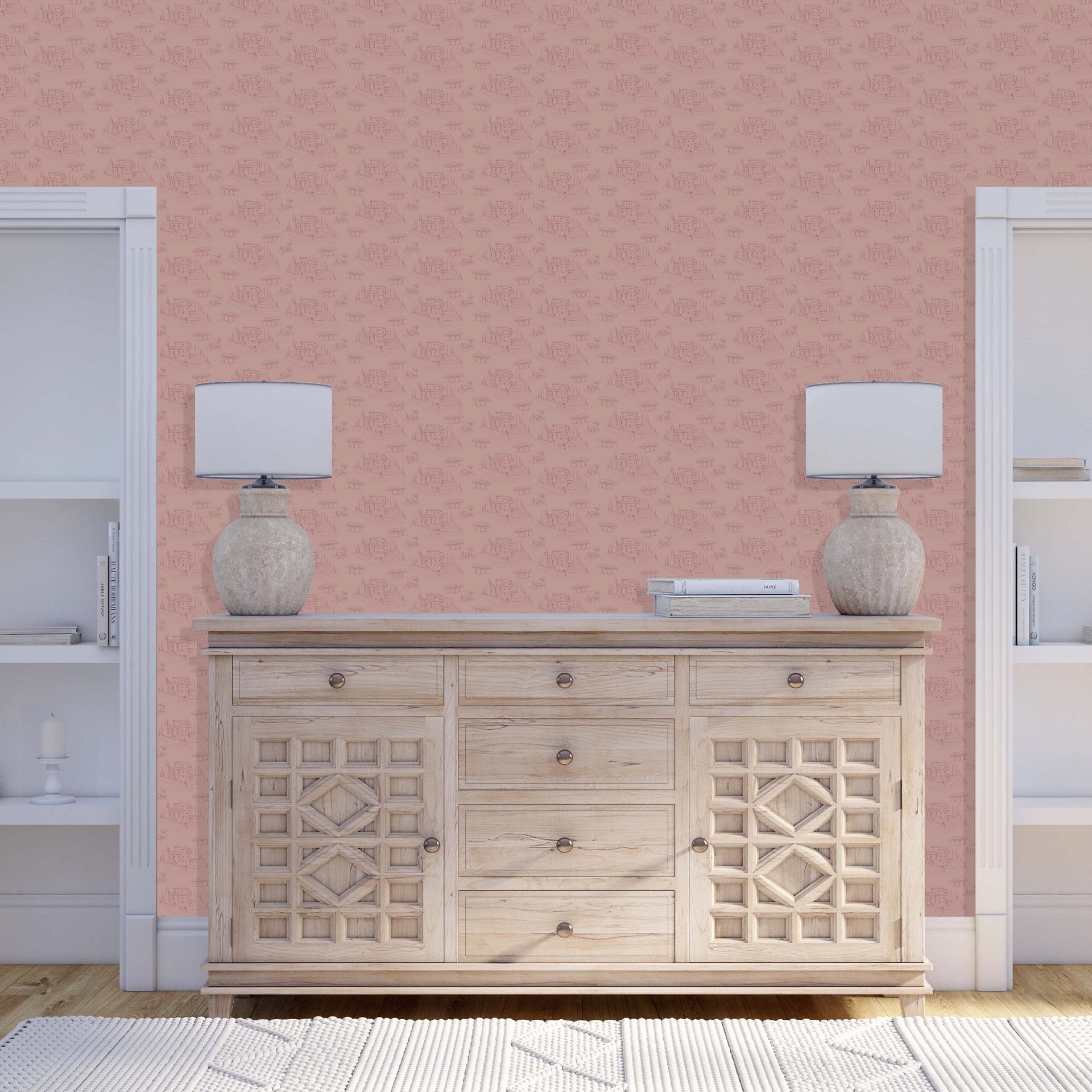 Diana Removable Wallpaper in Pink, Cream and Blue