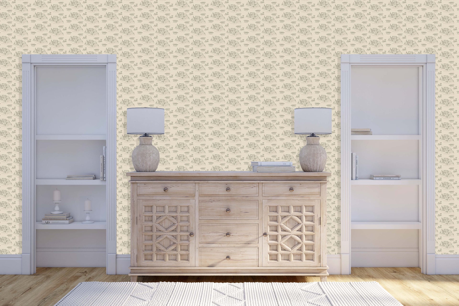 Diana Removable Wallpaper in Pink, Cream and Blue