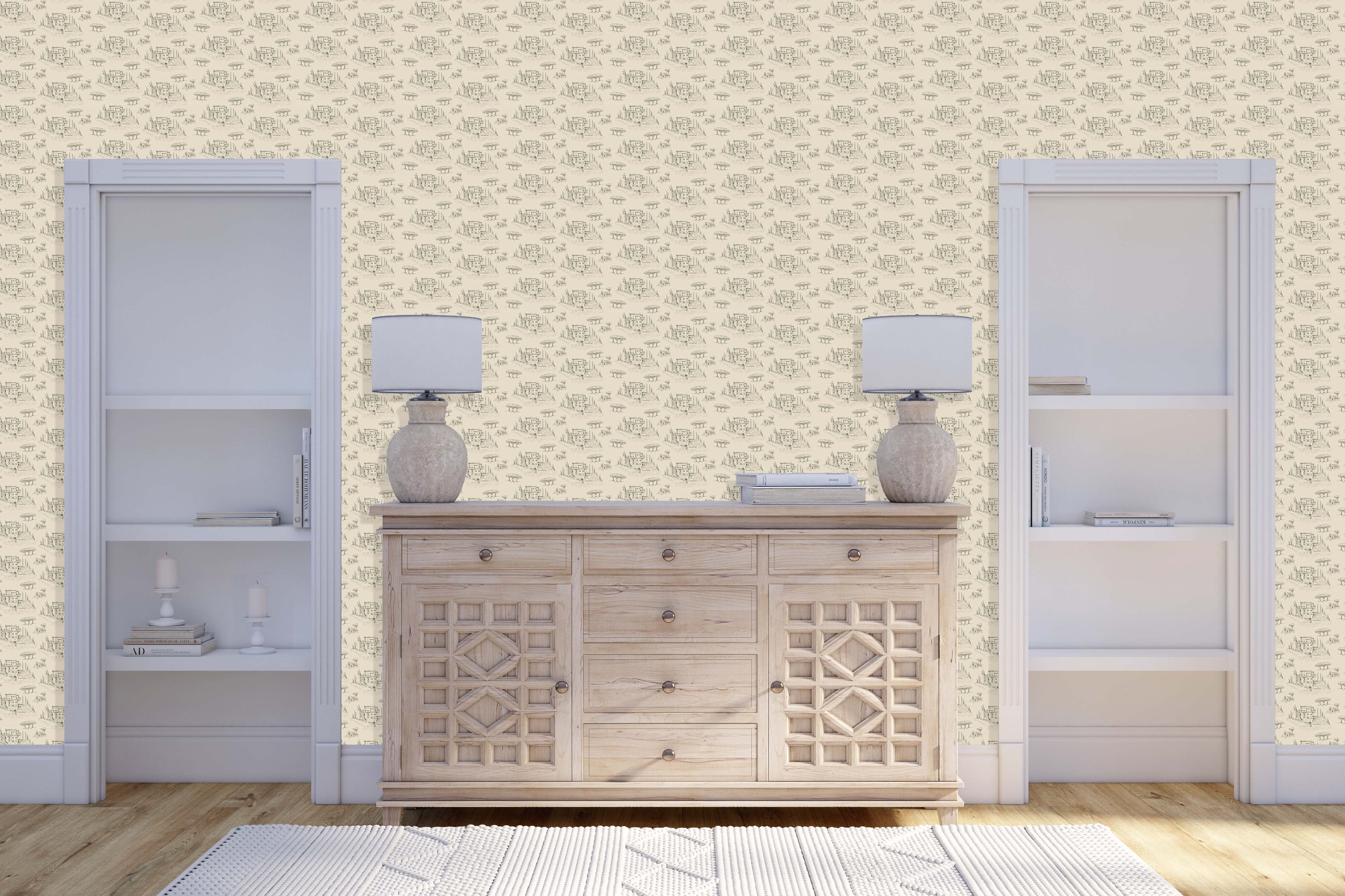 Diana Removable Wallpaper in Pink, Cream and Blue