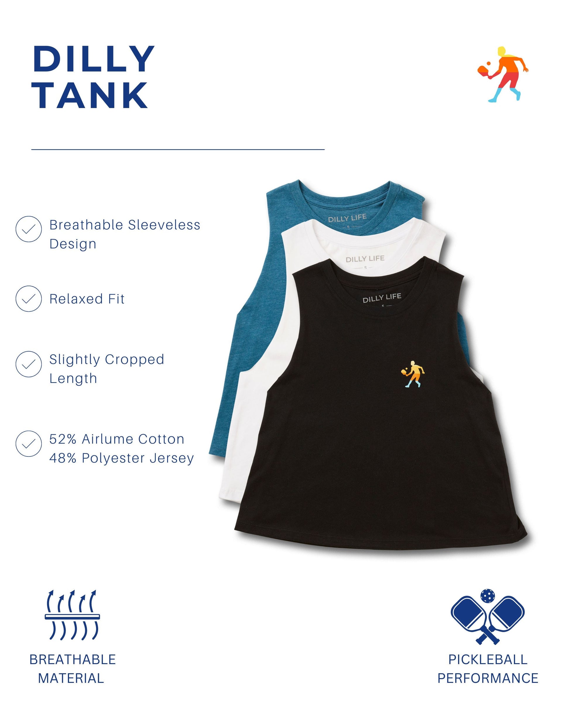 Women's Racerback Cropped Tank for Pickleball and Activewear - Image 4