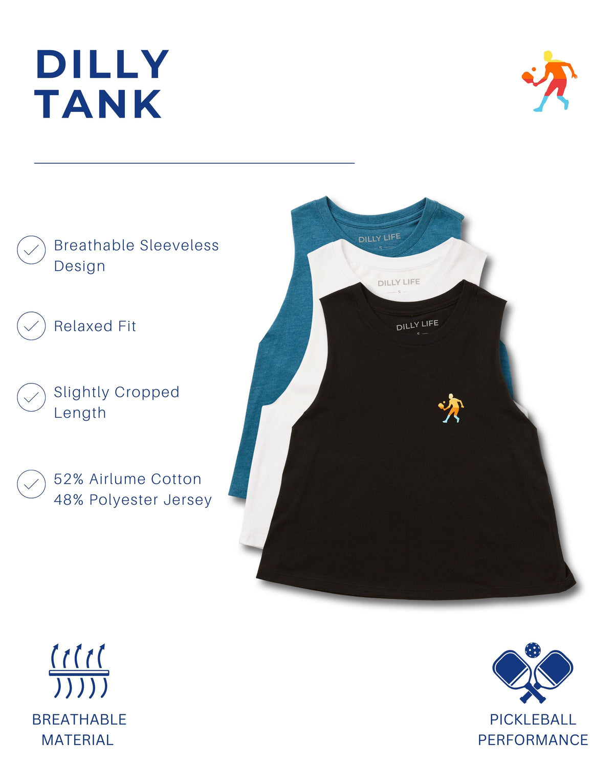 Women's Racerback Cropped Tank for Pickleball and Activewear - Image 4