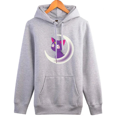 Women's Hooded Sweatshirt with Cute Cat Design