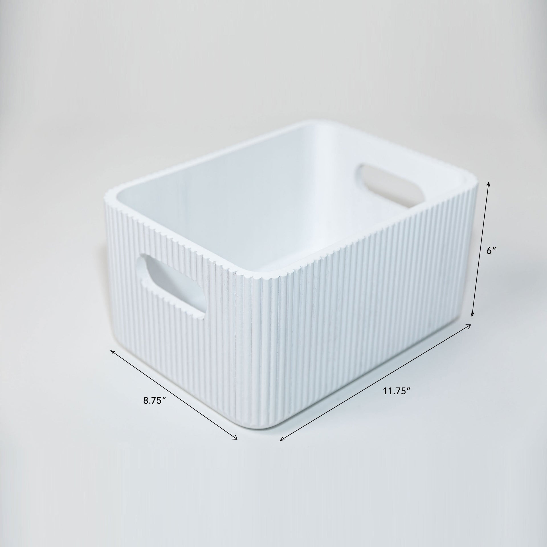 Wooden Ribbed Bin in White Decorative Fluted Storage Organizer - Image 9