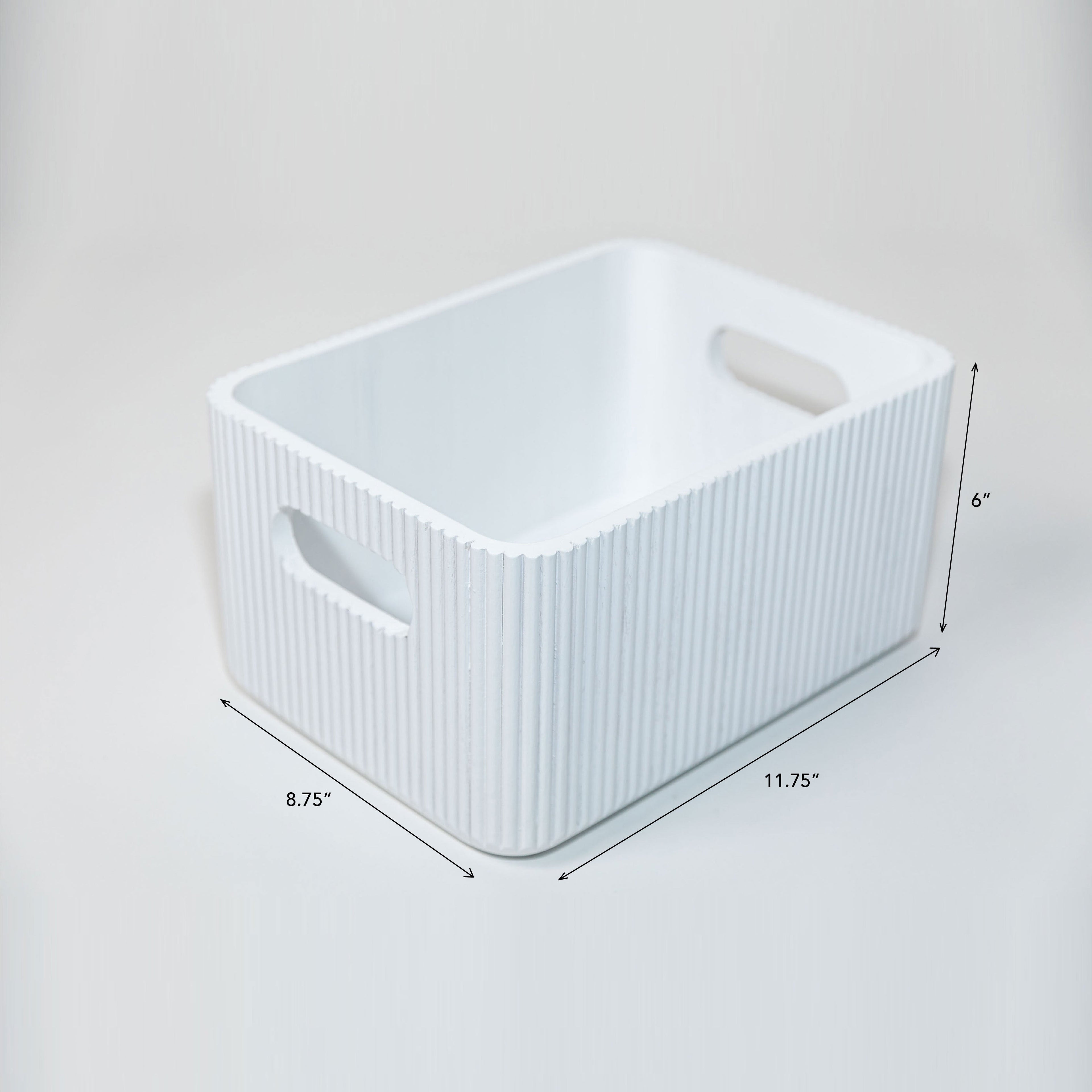 Wooden Ribbed Bin in White Decorative Fluted Storage Organizer - Image 9