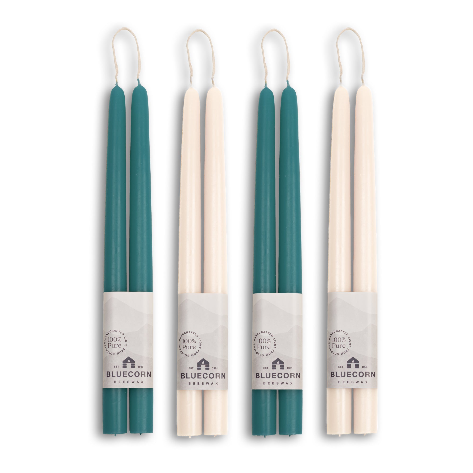 Dinner Plan Special Teal Ivory Beeswax Taper Candles