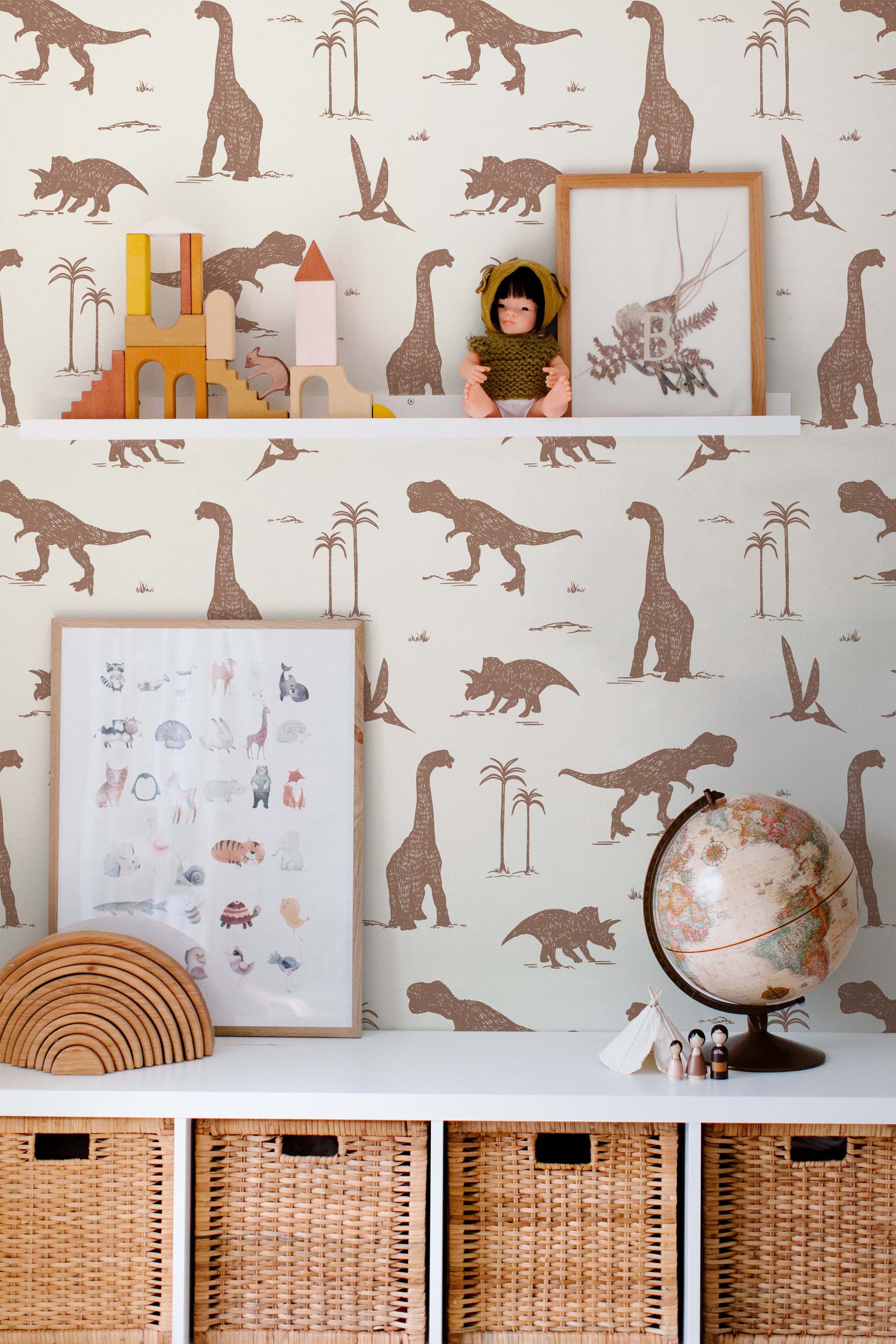 Arlo Whimsical Wallpaper in Sage-Green and Off-White