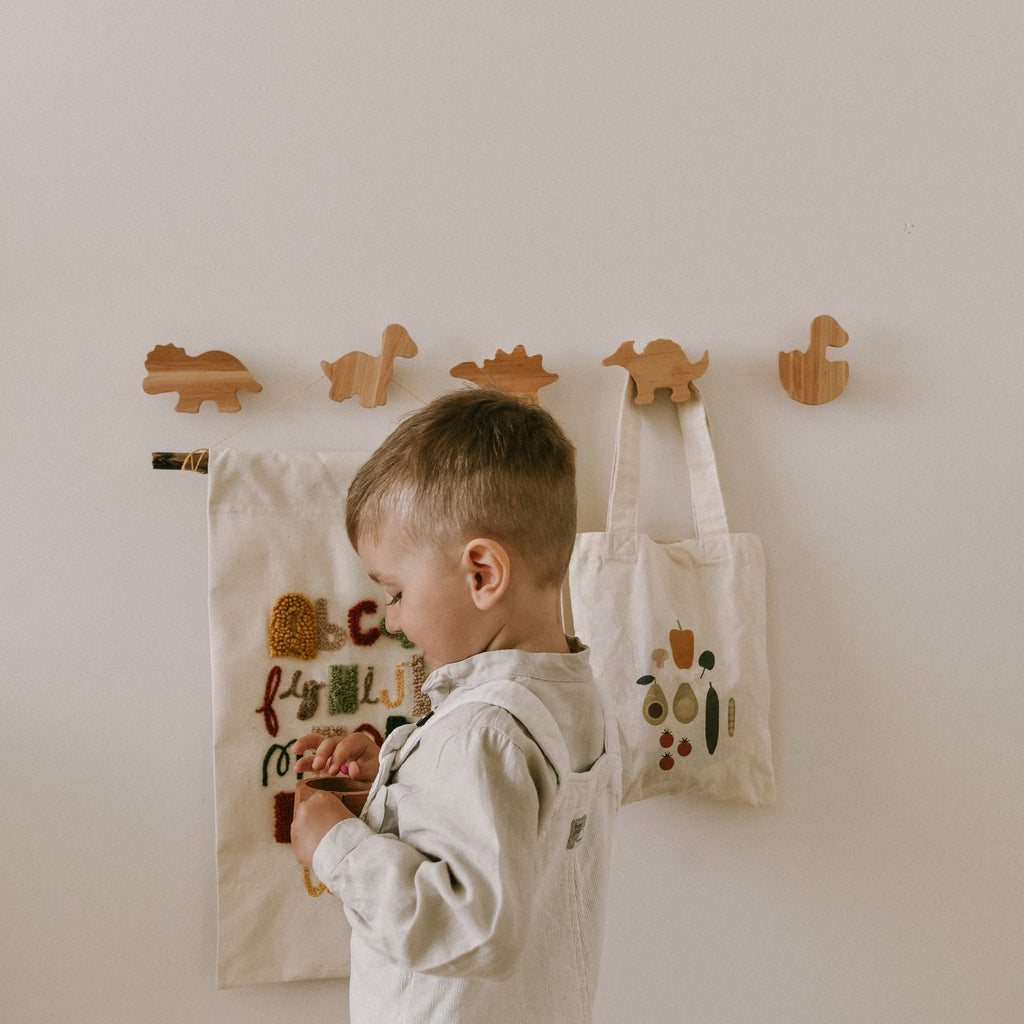 Handcrafted Dinosaur Wall Hooks – Scandi-Boho Wooden Decor