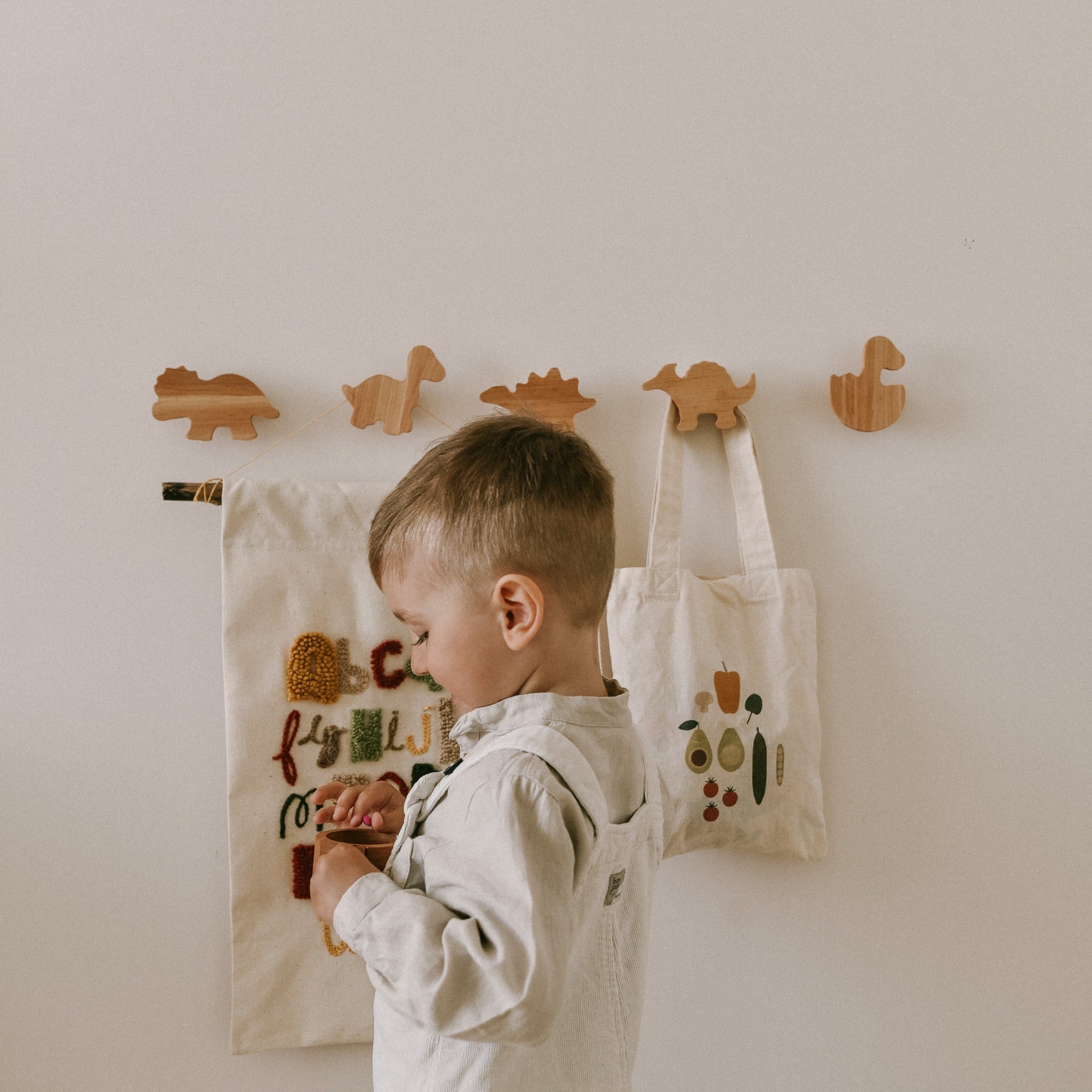 Handcrafted Dinosaur Wall Hooks – Scandi-Boho Wooden Decor