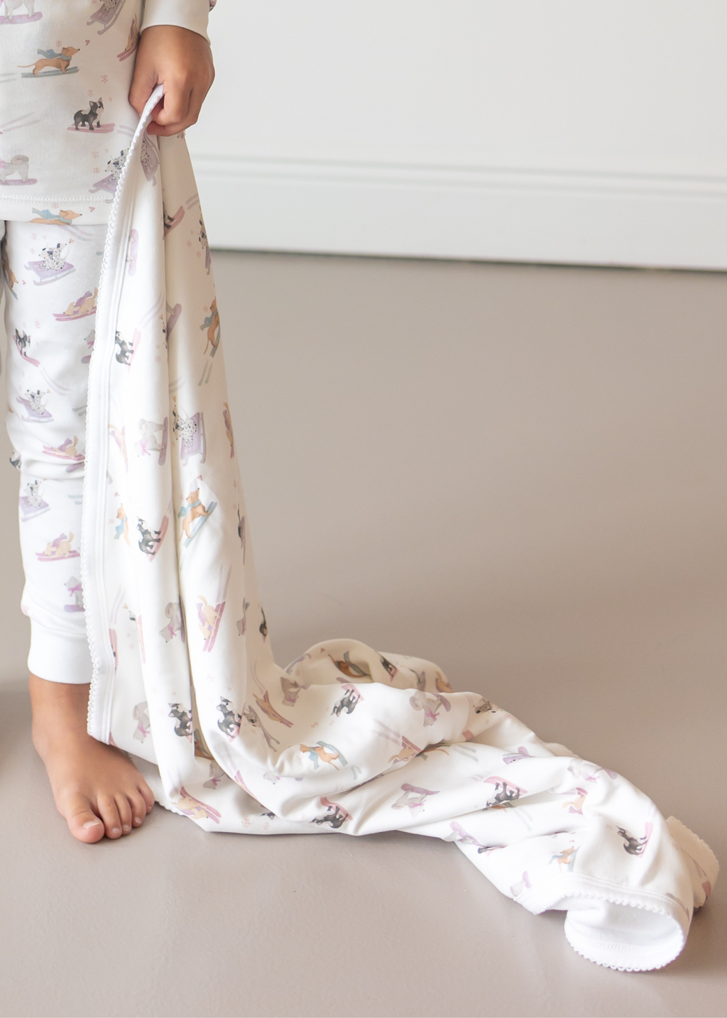 Ski Pups Girl Pima Baby Blanket