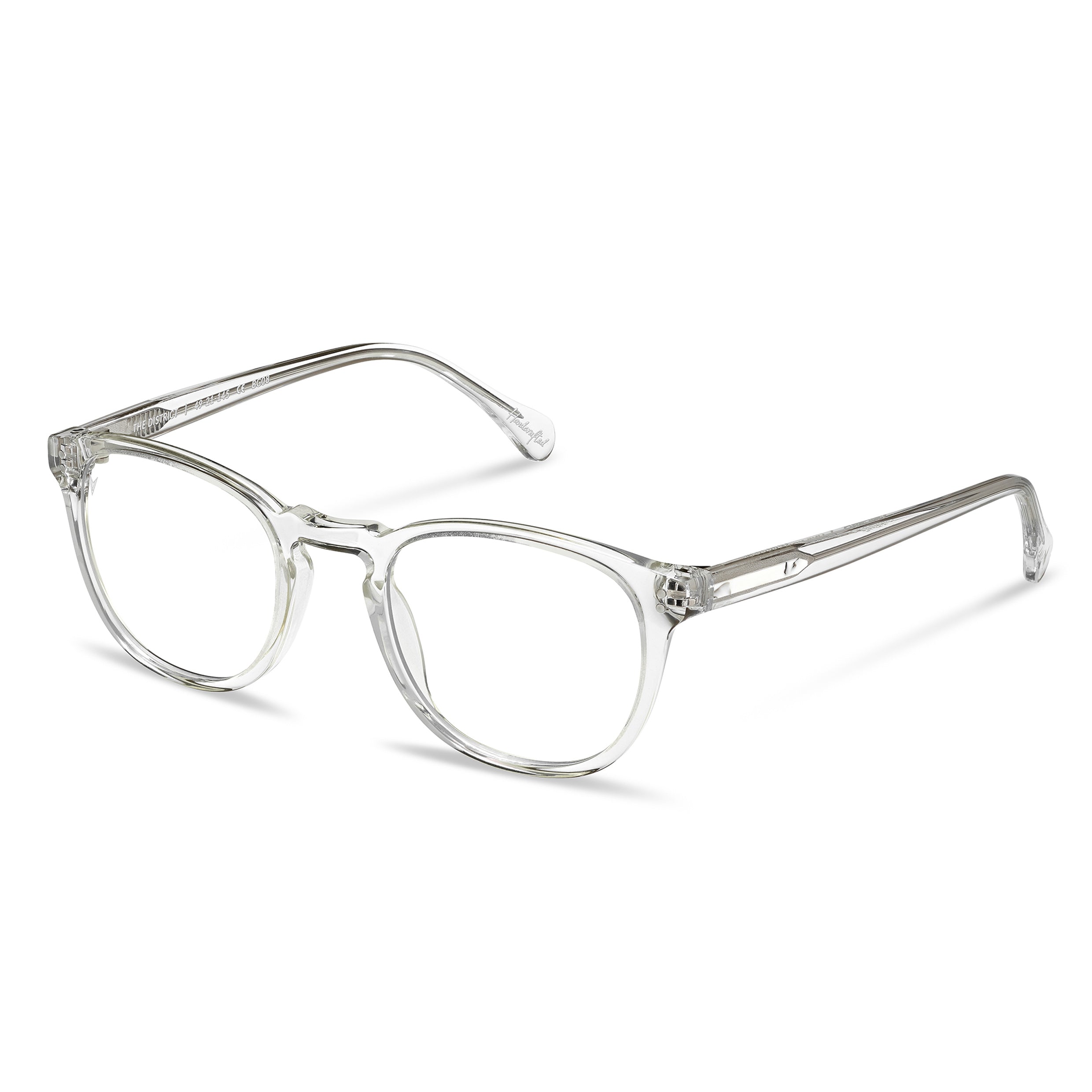 District Blue Light Glasses - Crystal Round Frames